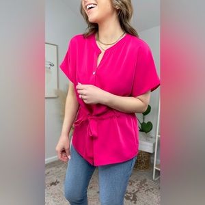 Amazon GRAPENT Business Casual Peplum Dressy Button Down Blouse, Small, Pink